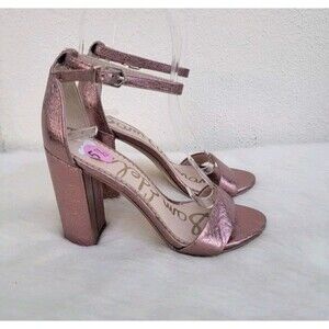 Sam Edelman Yaro pink block ankle strap heels  metallic 5.5  open toe sandal